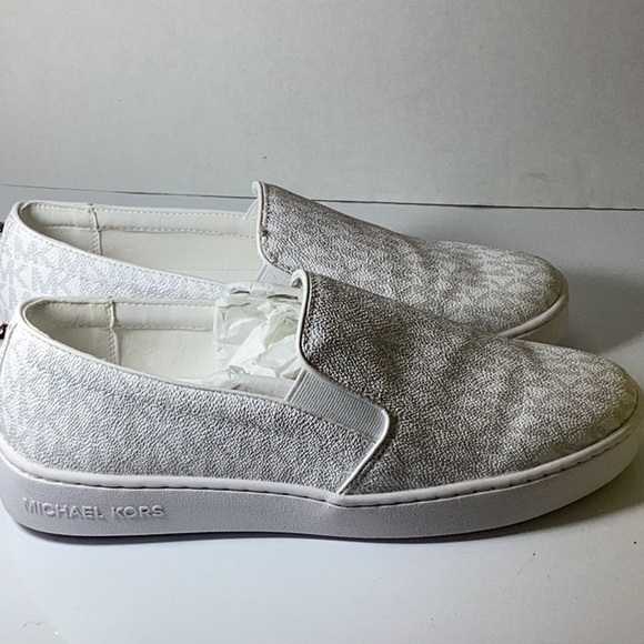 MICHAEL Michael Kors Keaton Slip-On (White Mini MK Logo Coated Canvas/Nappa) - Picture 11 of 16